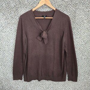 Talbots Top‎ Womens X US 14 Brown Knit V Neck Tie Lightweight Casual Ladies